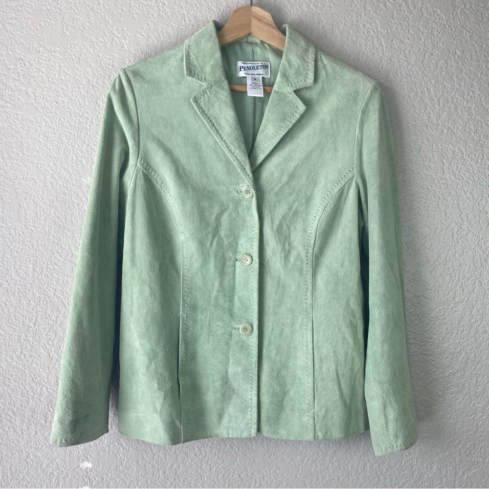 Pendleton Women's Suede Leather Jacket Size M Western Light Green Country Rodeo
